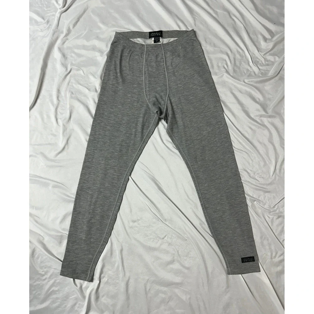 Eddie Bauer EBTEK Mens Small Thermal Base Layer Pants Gray Leggings Vtg Made USA